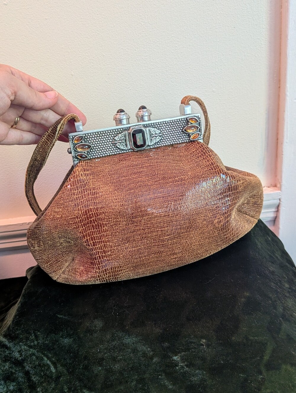 Vintage 90s Moulin Rouge Bag Leather Snap Closure Purse